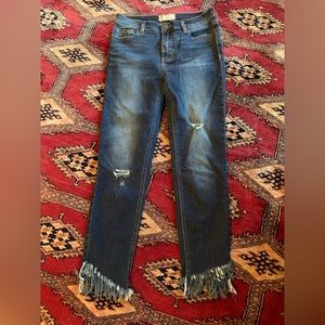 Free People Distressed Cropped Jeans with Frayed hem